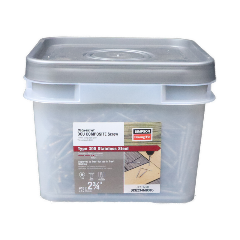 Simpson Strong-Tie DCU234MB305 - 2-3/4" 305SS Hand-Drive Stainless Steel Composite Deck Screw #10