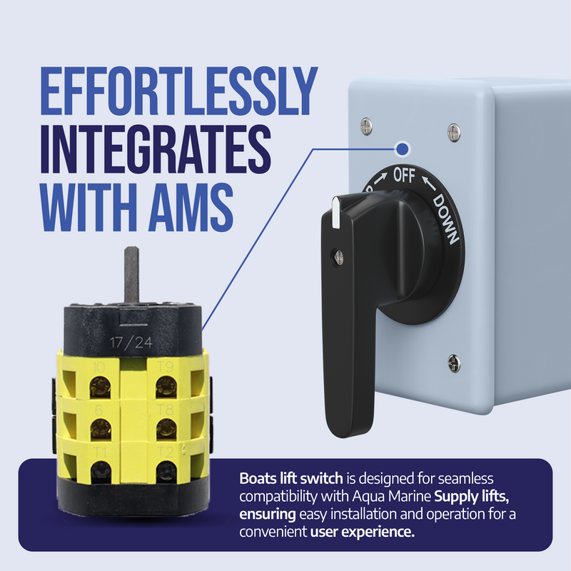 AMS Boat Lift Switch: With GCFI & 21 Ft Cable: 3-Position (Spring Return or Maintained)