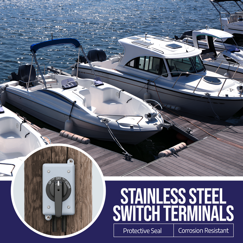 AMS Boat Lift Switch: With GCFI & 21 Ft Cable: 3-Position (Spring Return or Maintained)