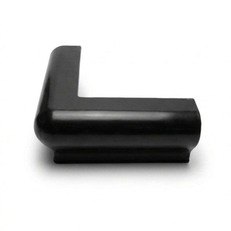 Black Marine Vinyl Rub Rail Corner Bumper: P-Style Edge Match Style