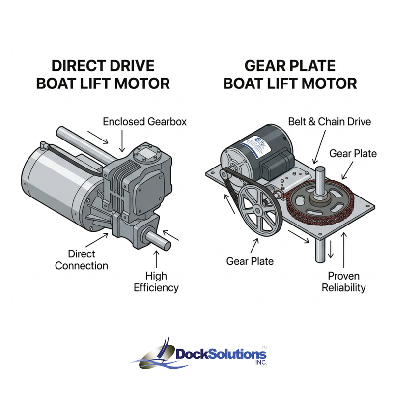 1 Hp Boat Lift Motor HD (Heavy Duty): Gear Plate Compatible: Painted Steel: Aqua Marine Supply