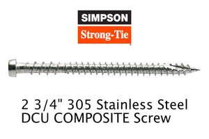 Simpson Strong-Tie DCU234MB305 - 2-3/4" 305SS Hand-Drive Stainless Steel Composite Deck Screw #10